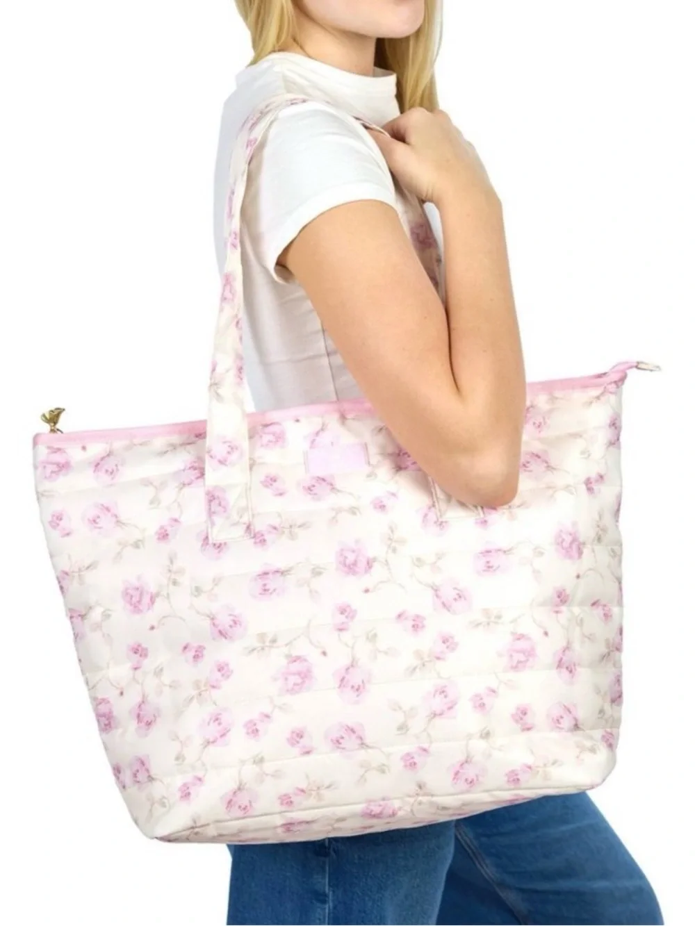 NWT love shack fancy x target ribbon Rosa  Pink Tote Bag with Top Zip